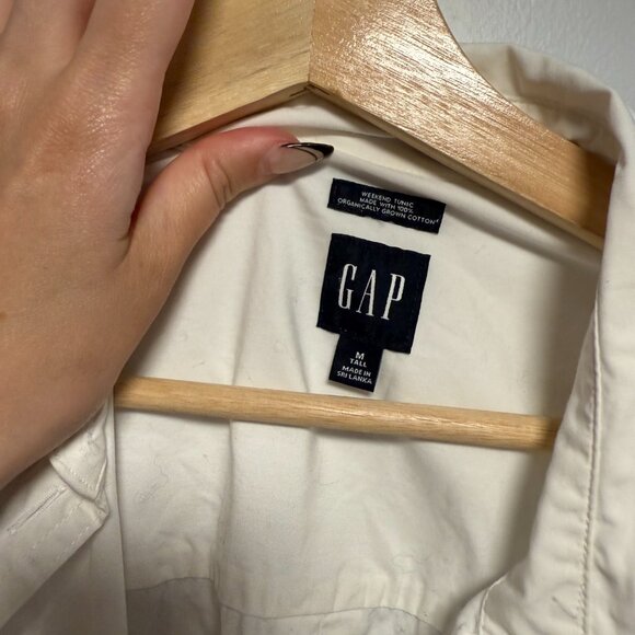 GAP The Big Shirt weekend Tunic organic Cotton White Button Down M Tall - Picture 3 of 6